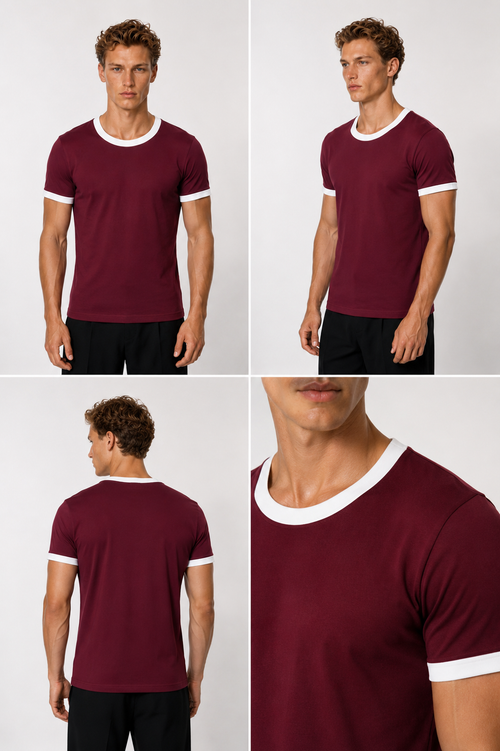 The Essential Ringer Tee - in Burgundy